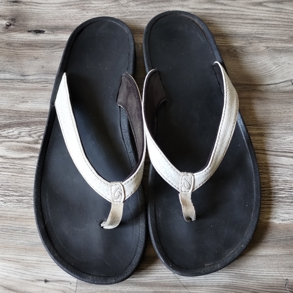 Olukai Kulapa Kai White Flip Flop Sandals Women's Size 10